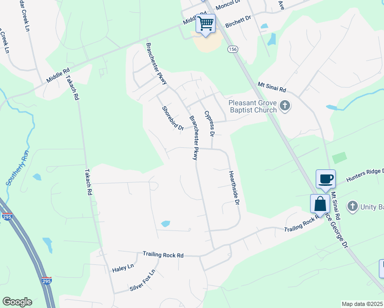 map of restaurants, bars, coffee shops, grocery stores, and more near 4409 Branchester Parkway in Prince George