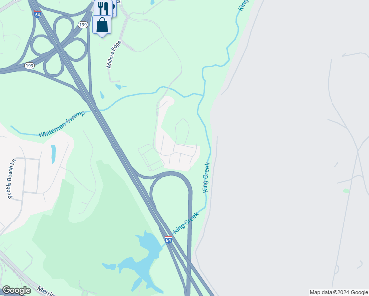 map of restaurants, bars, coffee shops, grocery stores, and more near 200 Auray Drive in Williamsburg