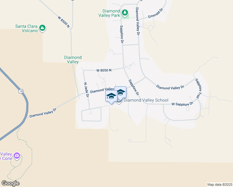 map of restaurants, bars, coffee shops, grocery stores, and more near 1411 West Diamond Valley Drive in Saint George