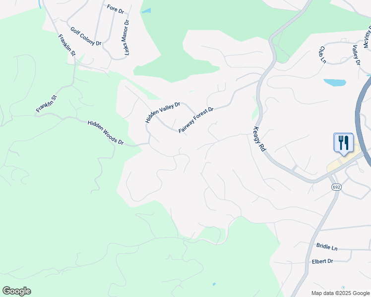 map of restaurants, bars, coffee shops, grocery stores, and more near 6524 Fairway Estates Drive in Roanoke