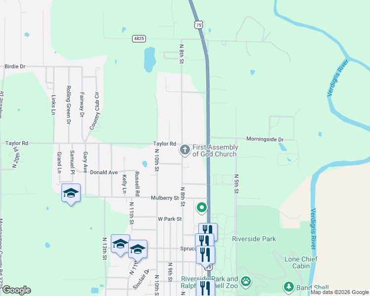 map of restaurants, bars, coffee shops, grocery stores, and more near 139 Taylor Road in Independence
