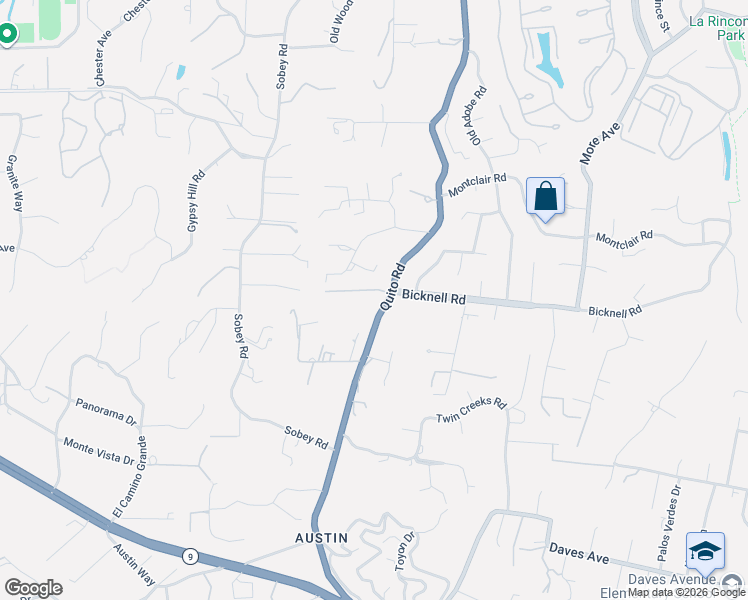 map of restaurants, bars, coffee shops, grocery stores, and more near 18532 Aquino Way in Saratoga