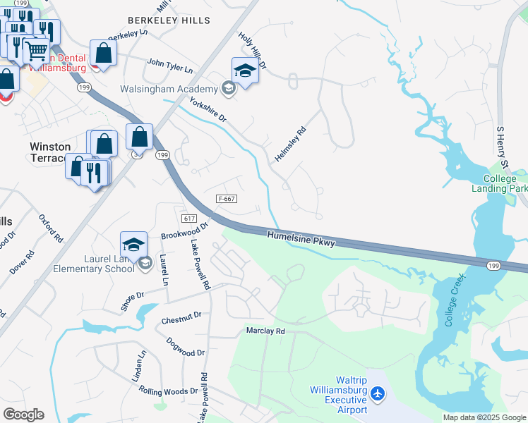map of restaurants, bars, coffee shops, grocery stores, and more near 213 Meeting Place in Williamsburg