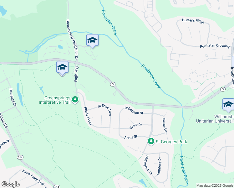 map of restaurants, bars, coffee shops, grocery stores, and more near 4023 John Tyler Highway in Williamsburg