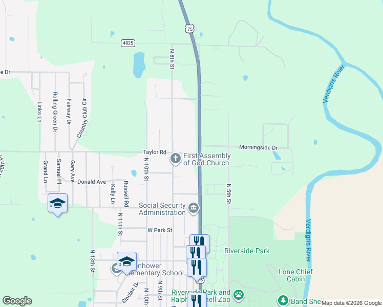 map of restaurants, bars, coffee shops, grocery stores, and more near 130 Taylor Road in Independence