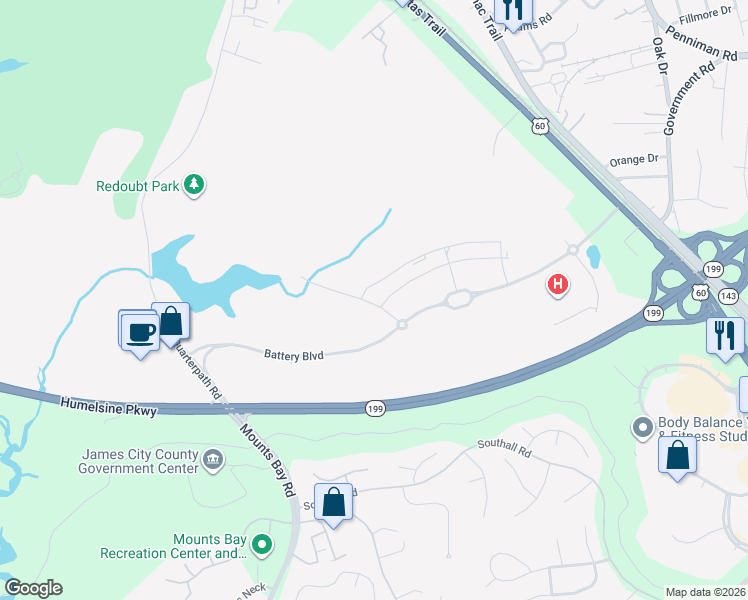 map of restaurants, bars, coffee shops, grocery stores, and more near 4121 Prospect Street in Williamsburg