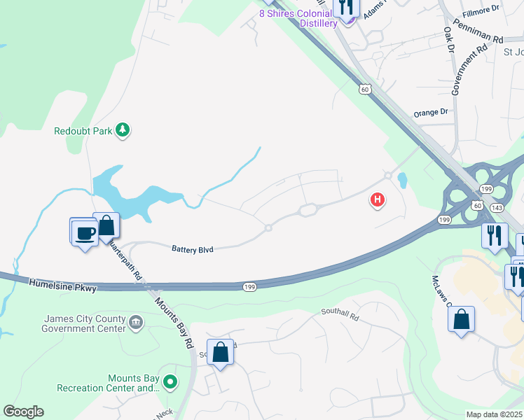 map of restaurants, bars, coffee shops, grocery stores, and more near 4121 Prospect Street in Williamsburg