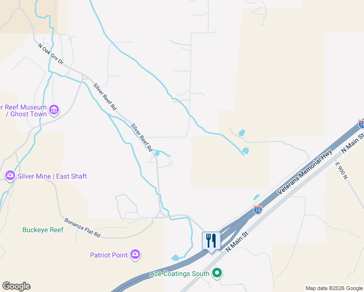 map of restaurants, bars, coffee shops, grocery stores, and more near 415 Silver Hills Road in Hurricane