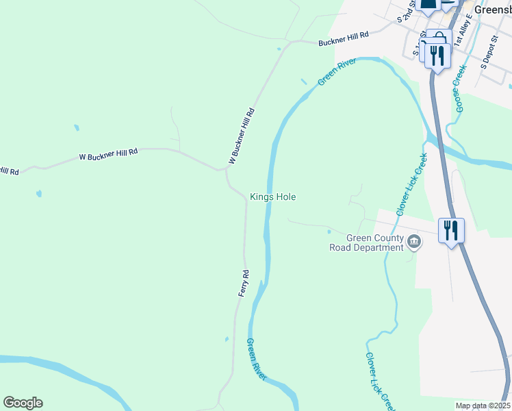 map of restaurants, bars, coffee shops, grocery stores, and more near Ferry Road in Greensburg