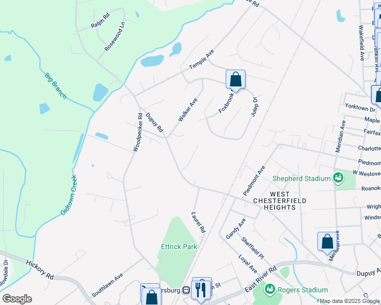 map of restaurants, bars, coffee shops, grocery stores, and more near 19718 Thelma Avenue in Ettrick