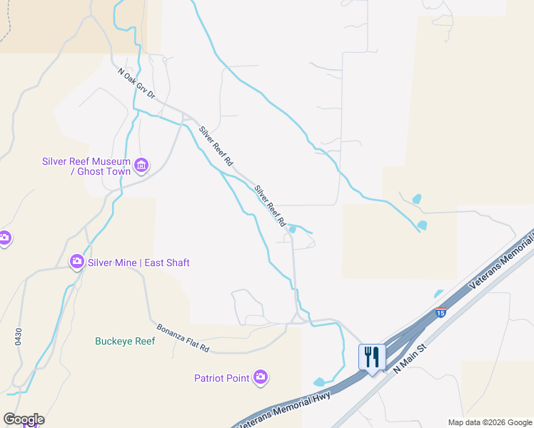 map of restaurants, bars, coffee shops, grocery stores, and more near 451 Silver Reef Road in Hurricane