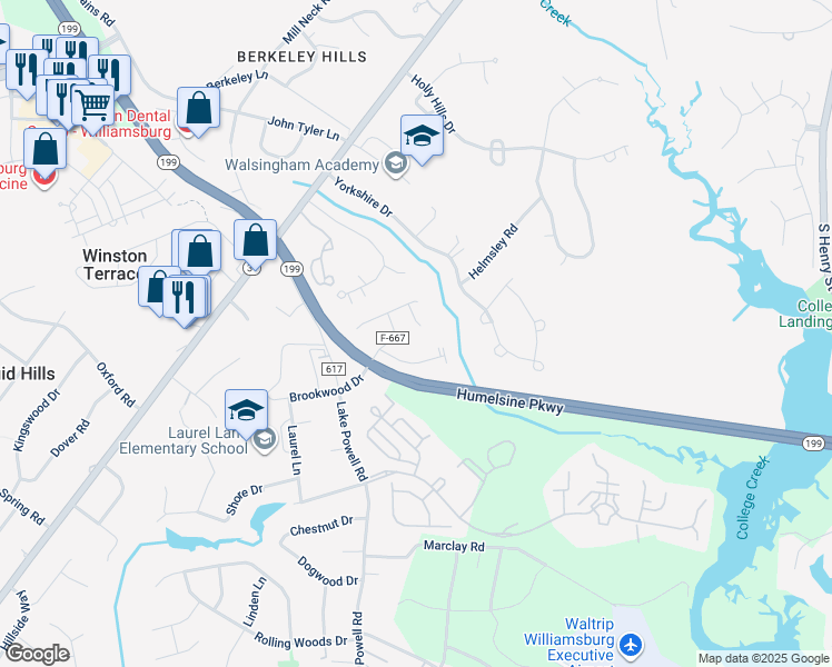 map of restaurants, bars, coffee shops, grocery stores, and more near 111 Meeting Place in Williamsburg