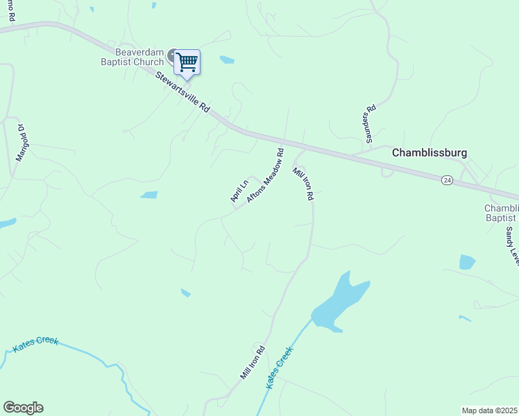 map of restaurants, bars, coffee shops, grocery stores, and more near 206 Aftons Meadow Road in Vinton