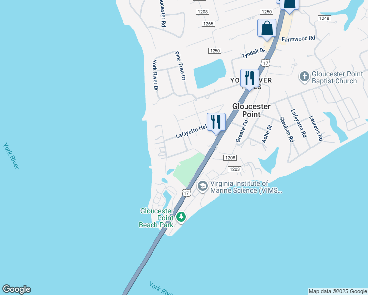 map of restaurants, bars, coffee shops, grocery stores, and more near in Gloucester