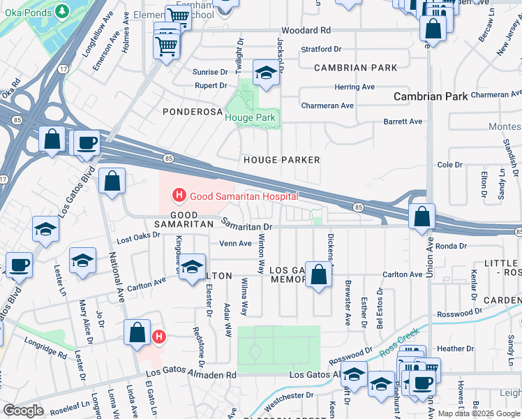 map of restaurants, bars, coffee shops, grocery stores, and more near 4769 Hatfield Walkway in San Jose