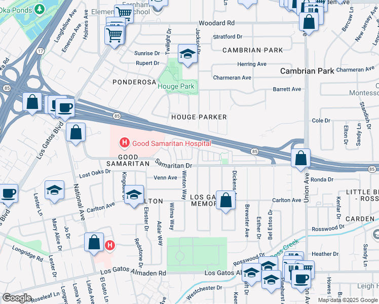 map of restaurants, bars, coffee shops, grocery stores, and more near 4768 Hatfield Walkway in San Jose