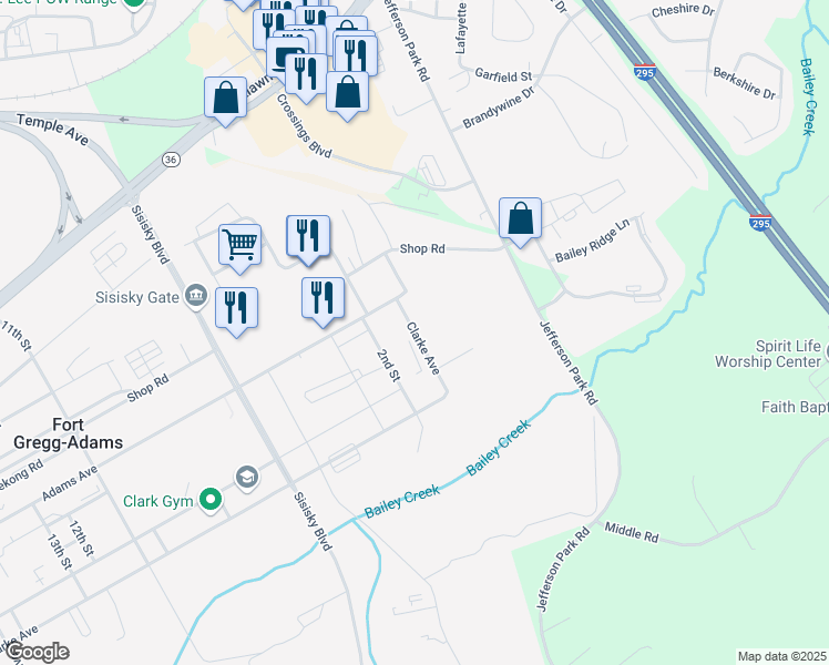 map of restaurants, bars, coffee shops, grocery stores, and more near 1st Street in Fort Lee