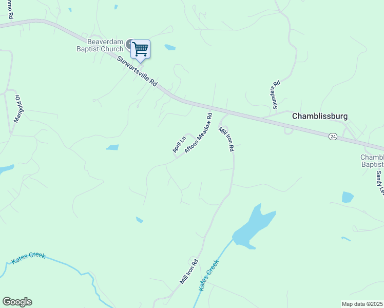 map of restaurants, bars, coffee shops, grocery stores, and more near 206 Aftons Meadow Road in Vinton