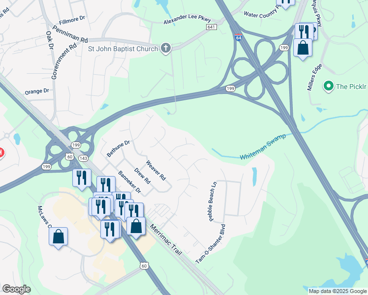 map of restaurants, bars, coffee shops, grocery stores, and more near 108 Haymaker Place in Williamsburg
