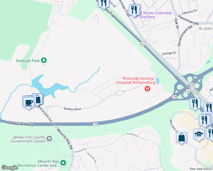 map of restaurants, bars, coffee shops, grocery stores, and more near 4048 Prospect Street in Williamsburg