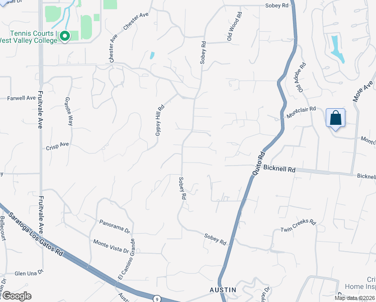 map of restaurants, bars, coffee shops, grocery stores, and more near 14880 Sobey Road in Saratoga