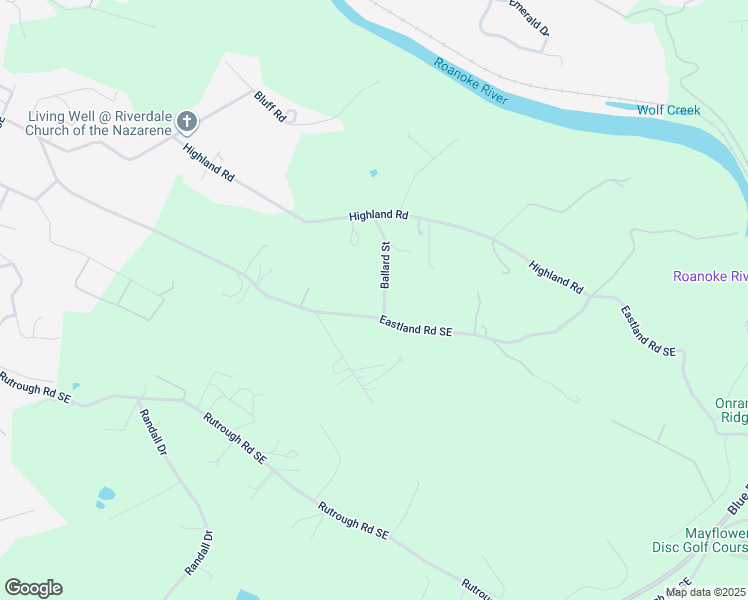map of restaurants, bars, coffee shops, grocery stores, and more near 2693 Ballard Street in Roanoke