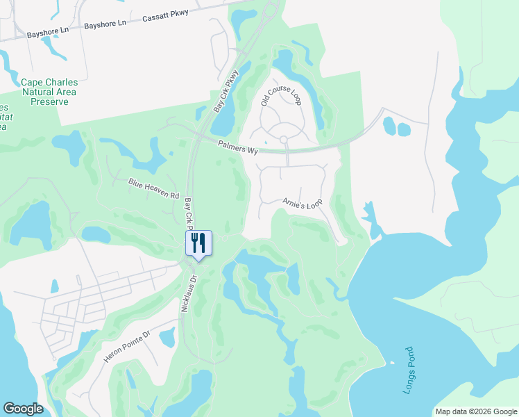 map of restaurants, bars, coffee shops, grocery stores, and more near 2 Deacon Court in Cape Charles