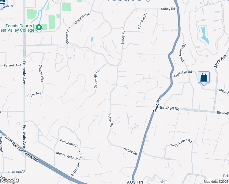 map of restaurants, bars, coffee shops, grocery stores, and more near 14880 Sobey Road in Saratoga