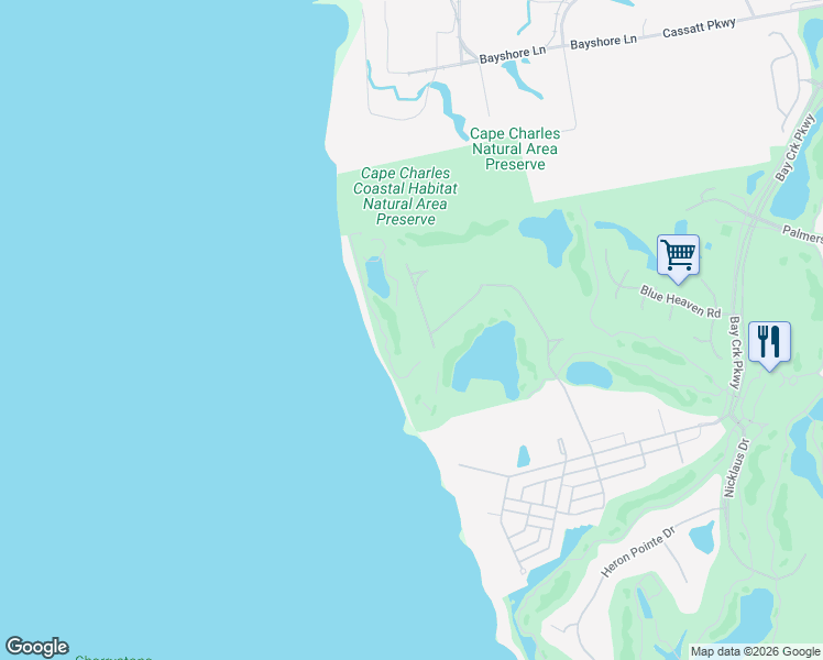 map of restaurants, bars, coffee shops, grocery stores, and more near in Cape Charles