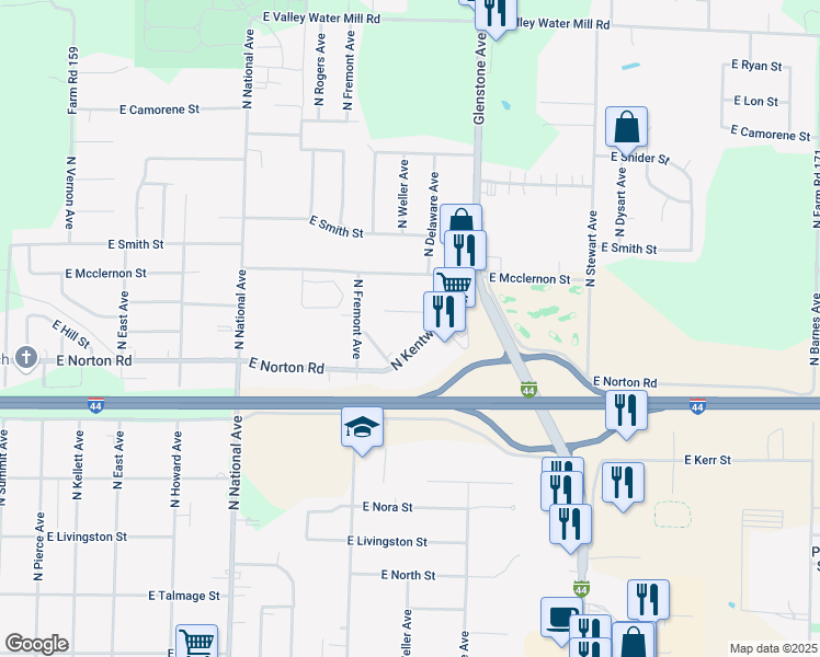 map of restaurants, bars, coffee shops, grocery stores, and more near 3035 North Kentwood Avenue in Springfield