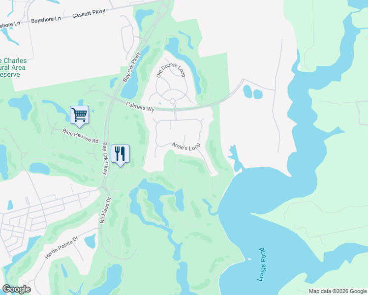 map of restaurants, bars, coffee shops, grocery stores, and more near 314 Arnies Loop in Cape Charles