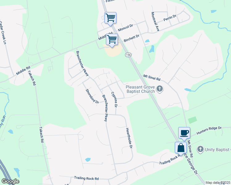 map of restaurants, bars, coffee shops, grocery stores, and more near 4324 Cypress Drive in Prince George