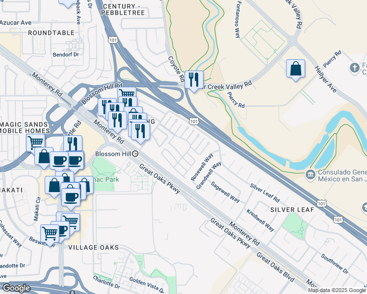 map of restaurants, bars, coffee shops, grocery stores, and more near 200 Ford Road in San Jose