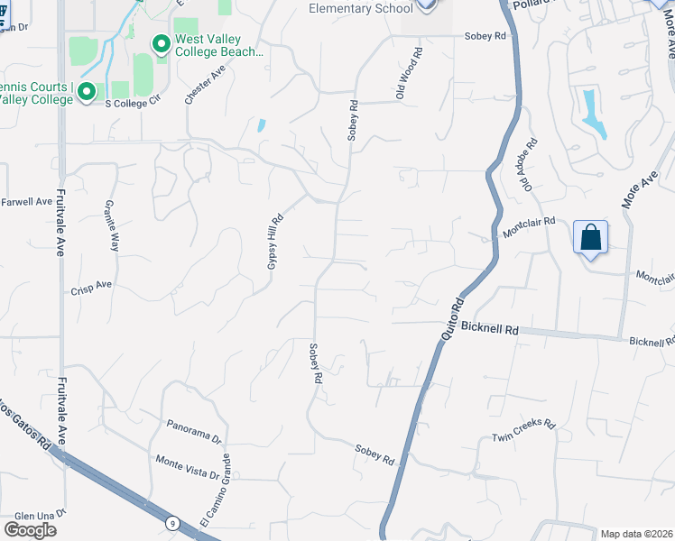 map of restaurants, bars, coffee shops, grocery stores, and more near 14820 Sobey Road in Saratoga