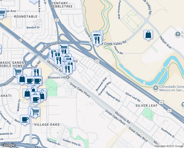 map of restaurants, bars, coffee shops, grocery stores, and more near 200 Ford Road in San Jose