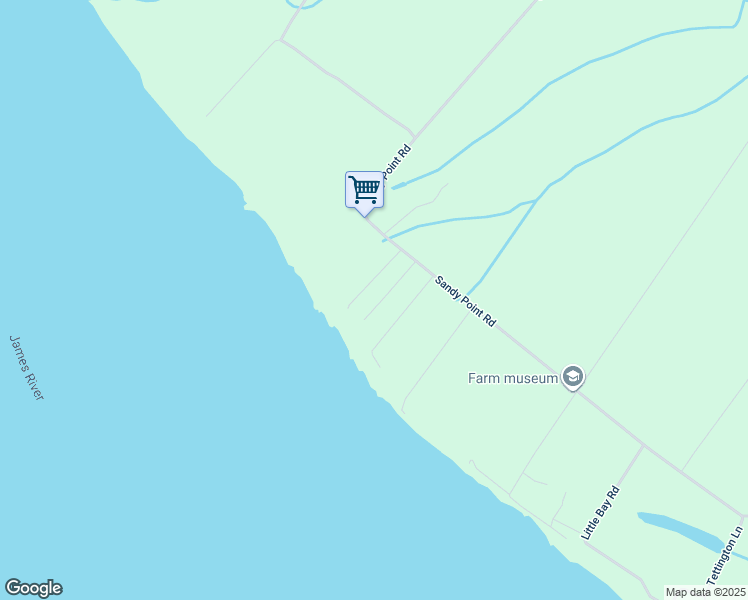 map of restaurants, bars, coffee shops, grocery stores, and more near 17001 Sandy Point Road in Charles City