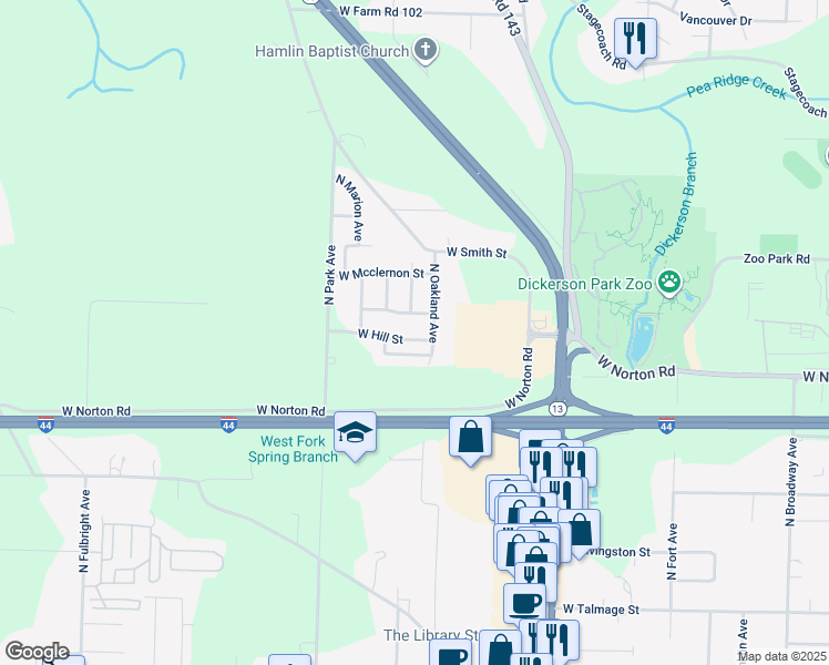 map of restaurants, bars, coffee shops, grocery stores, and more near 1921 West Springdale Street in Springfield
