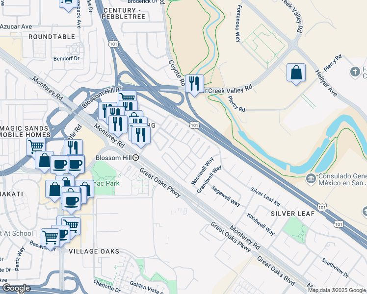 map of restaurants, bars, coffee shops, grocery stores, and more near 200 Ford Road in San Jose