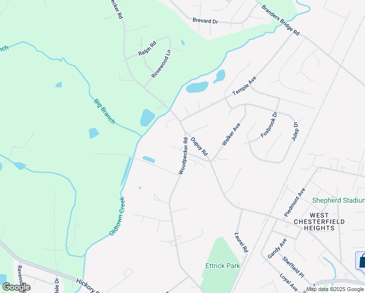 map of restaurants, bars, coffee shops, grocery stores, and more near 19612 Woodpecker Road in Petersburg