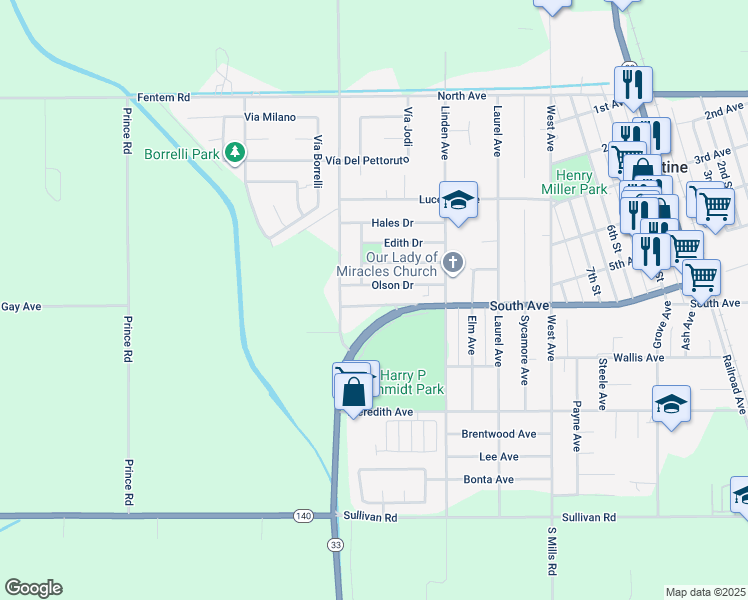map of restaurants, bars, coffee shops, grocery stores, and more near 1520 South Avenue in Gustine