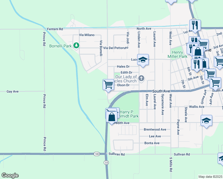 map of restaurants, bars, coffee shops, grocery stores, and more near 602 Jensen Road in Gustine