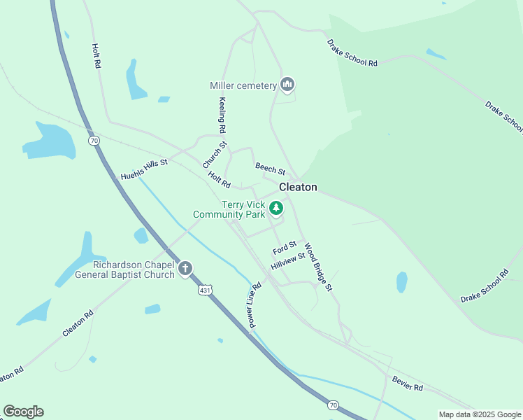 map of restaurants, bars, coffee shops, grocery stores, and more near Main Street in Cleaton