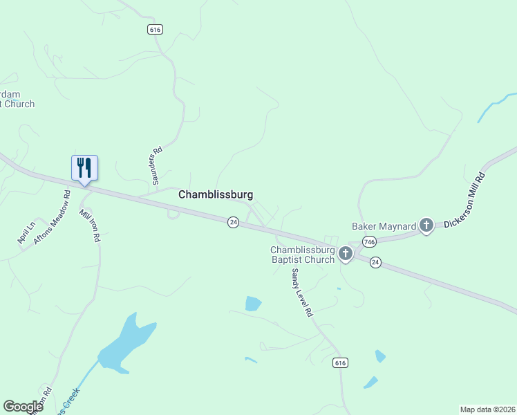 map of restaurants, bars, coffee shops, grocery stores, and more near 1030 Acorn Lawn Drive in Goodview