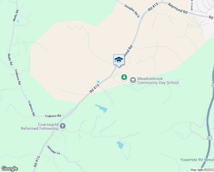 map of restaurants, bars, coffee shops, grocery stores, and more near 45318 Road 415 in Coarsegold