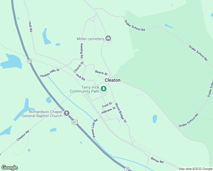 map of restaurants, bars, coffee shops, grocery stores, and more near Main St in Cleaton