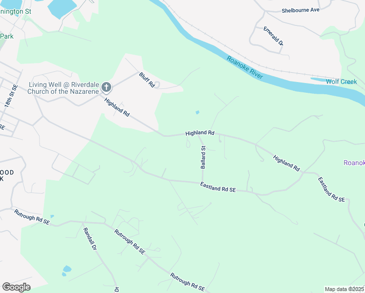 map of restaurants, bars, coffee shops, grocery stores, and more near 2485 Highland Road in Roanoke