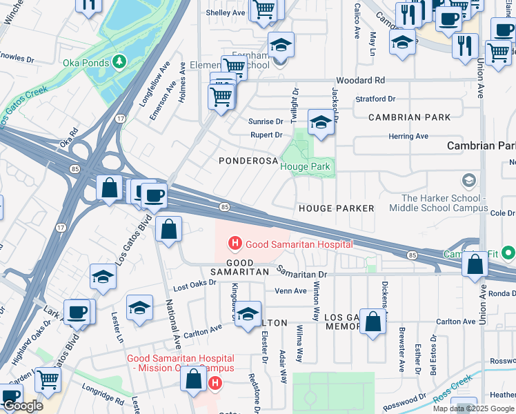 map of restaurants, bars, coffee shops, grocery stores, and more near 4066 Cranford Circle in San Jose