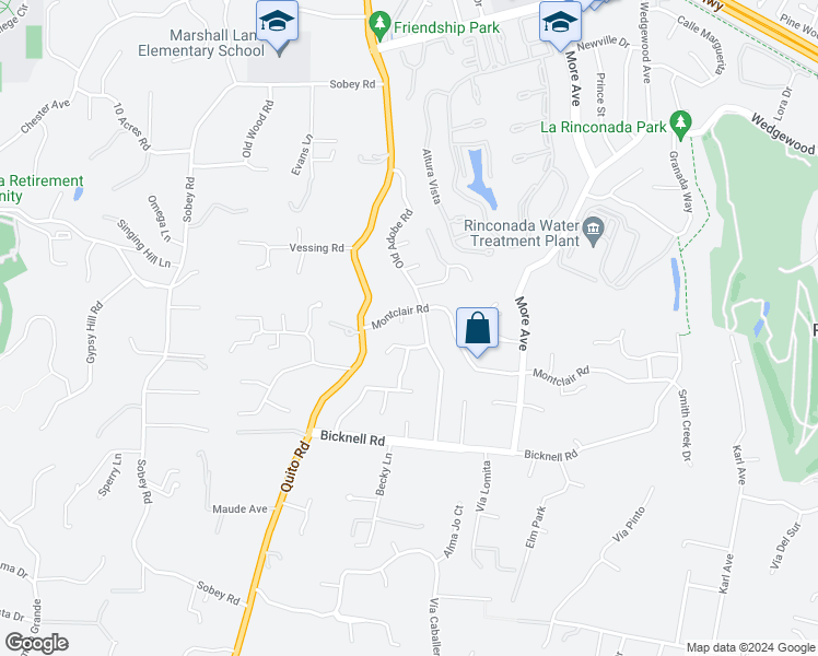 map of restaurants, bars, coffee shops, grocery stores, and more near 123 Montclair Court in Los Gatos