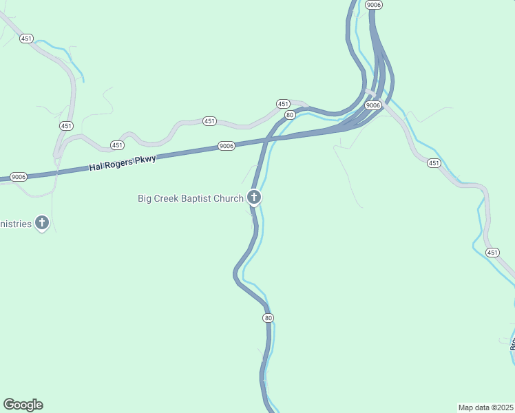 map of restaurants, bars, coffee shops, grocery stores, and more near Big Creek Church Road in Hazard