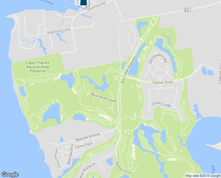 map of restaurants, bars, coffee shops, grocery stores, and more near 16 Burford Court in Cape Charles
